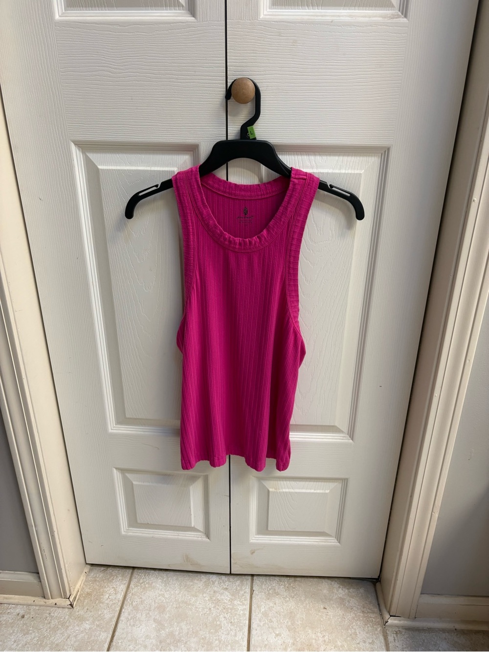 Free People Ribbed Scoop-Neck Tank Top in Hot Pink